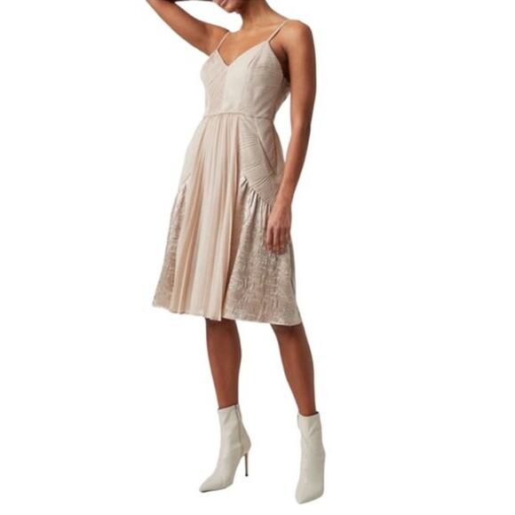 French Connection Eloise Mixed Media Georgette Dress Size 8 - Picture 1 of 8